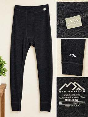 Merino Tech Men’s XL Charcoal 100% Merino Superfine Wool Thermal Base Layer Pant